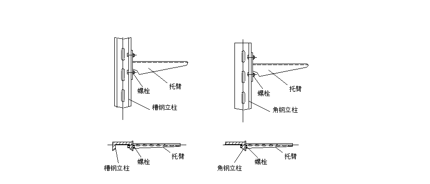 電纜橋架安裝規(guī)范(圖1) 托臂支撐圖